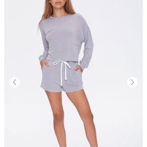 Forever21 Pocket Pullover & Drawstring Shorts Set